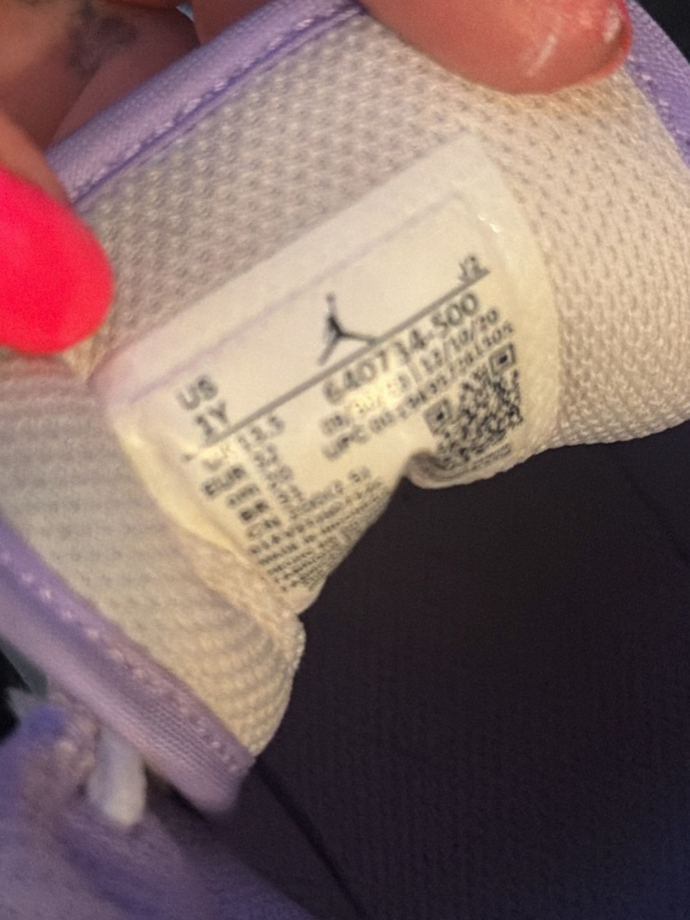 Jordan Kids Sneakers in White and Lavender with Pink Accent